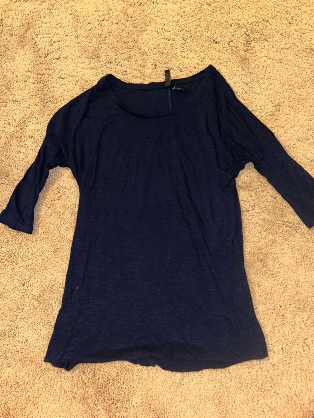 Ultra Flirt Navy Blue 3/4 Sleeve Top